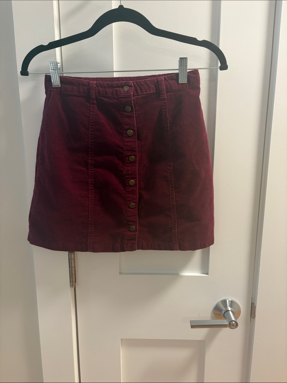 Forever 21 Wine Button-Front Corduroy Mini Skirt